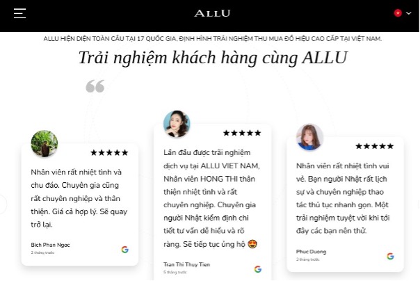 Ảnh 5. Đánh giá của Quý khách hàng với chất lượng dịch vụ tại ALLU.