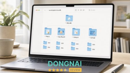 Cấu trúc thư mục lưu trữ giấy tờ nhà đất được sắp xếp theo nhóm và theo năm.